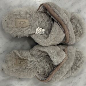 UGG Soft Gray Fluffy Slippers